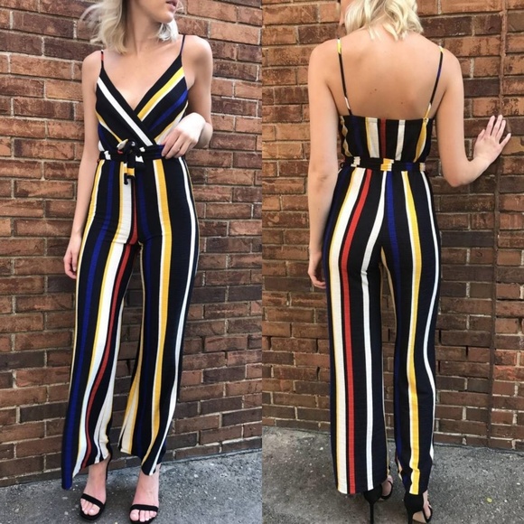 Shop 17 Other - Shop 17 Navy Multi Stripes Jumpsuit